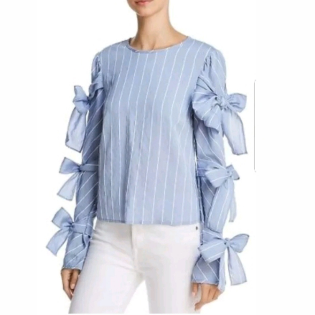 Endless Rose Striped Tie-Sleeve Shirt Womens Top